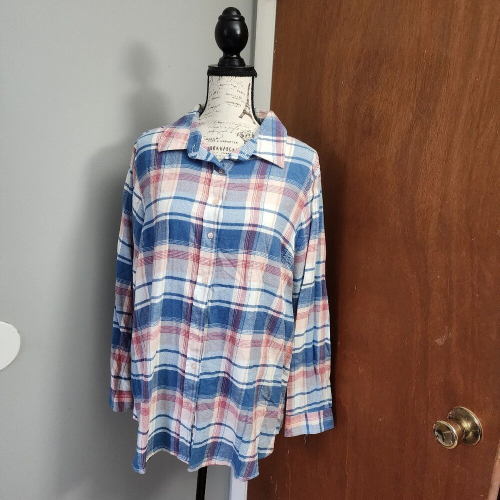 NWOT Ellos Plaid Buttondown